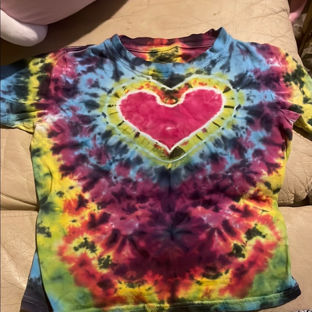 Colorful Tie-Dye Kids Shirt with Heart Design